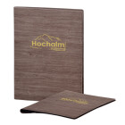 Speisekarte Stylo Soft Click A4 mit Eigenlogo - Woody Dunkelgrau